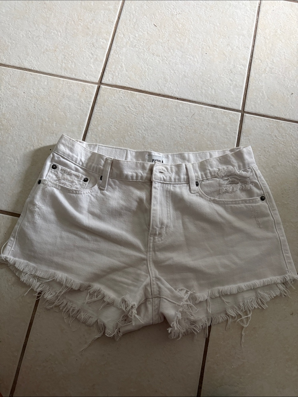 Pistola White Jean Shorts